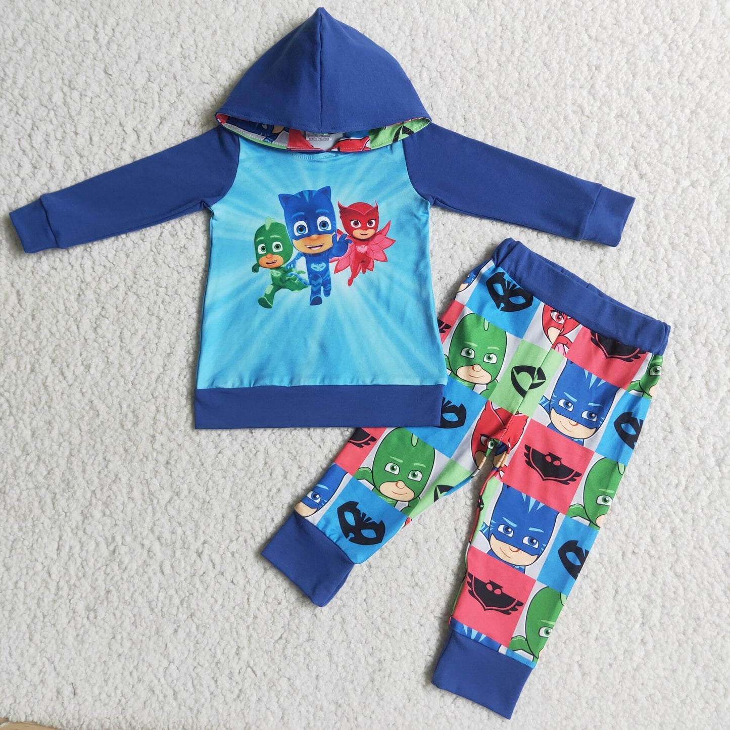 promotion Cartoon blue raglan hoodie outfit