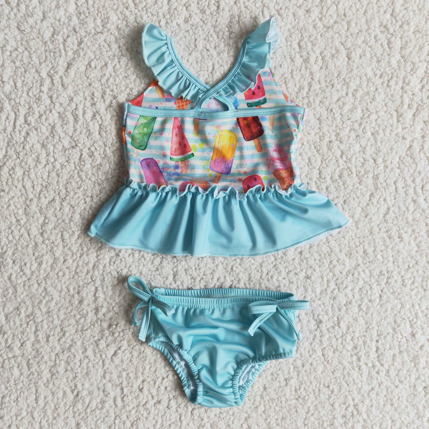 ice cream blue puffy girl swimwear 0117