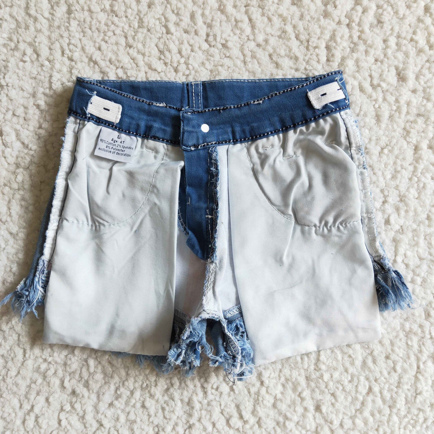NC0003 4th July girl star red white stripe blue ripped denim shorts RTS Free shipping order $100+