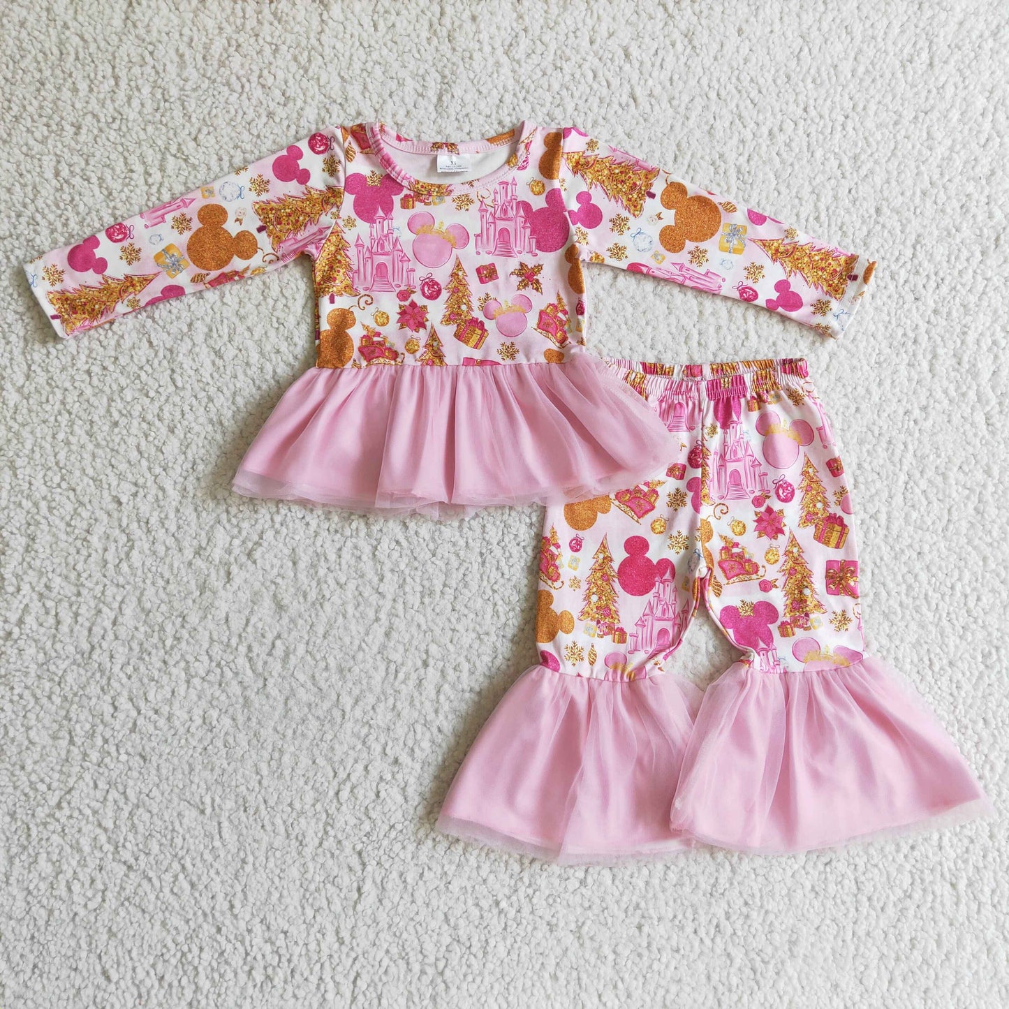 cartoon TULLE gauze castle mouse long sleeve girl pajamas outfit 1024 RTS GLPO300
