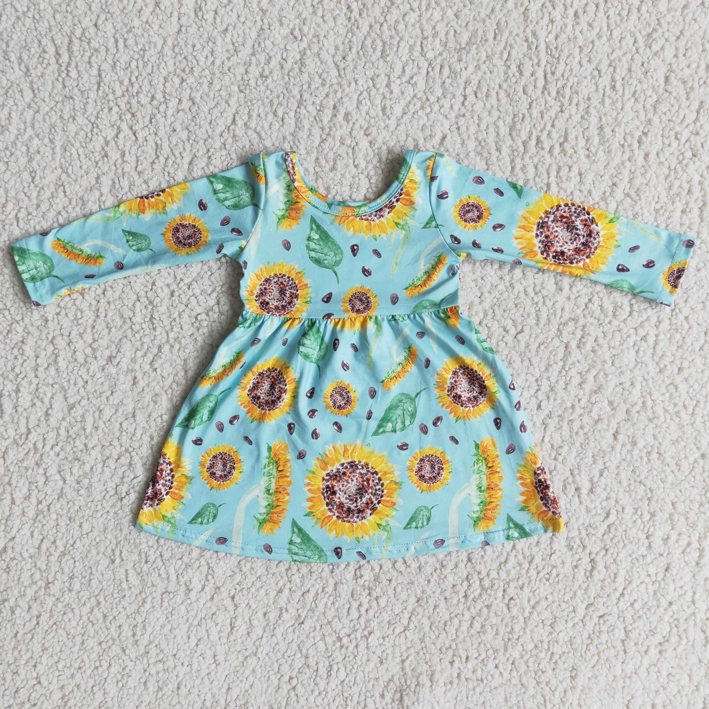 Promotion casual sunflower blue long sleeve dress