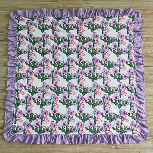 RTS pink purple flower ruffle blanket western