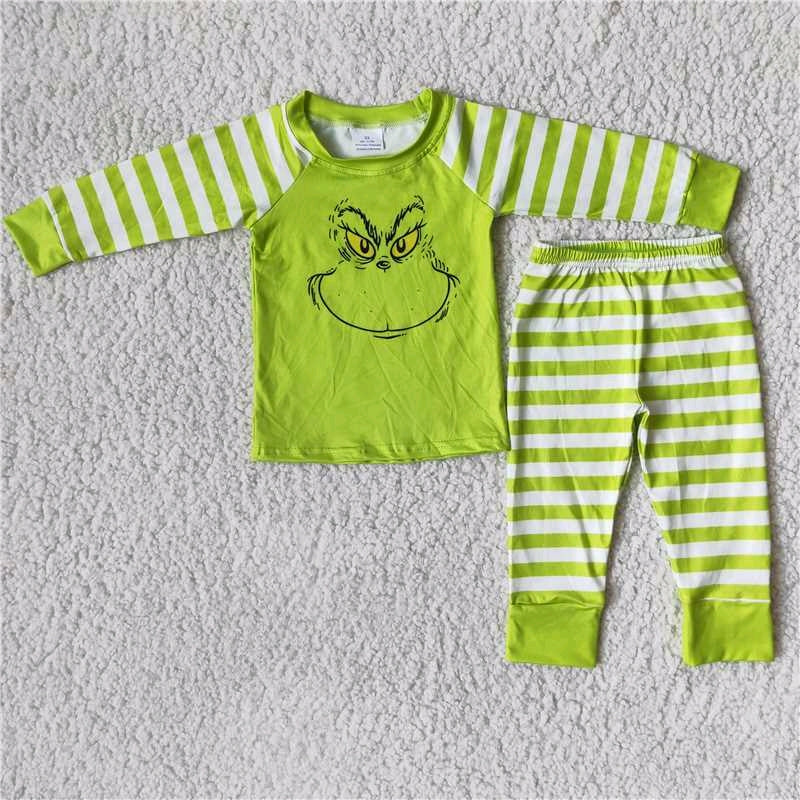 Green Cartoon long sleeve pajamas Outfits 0831 RTS