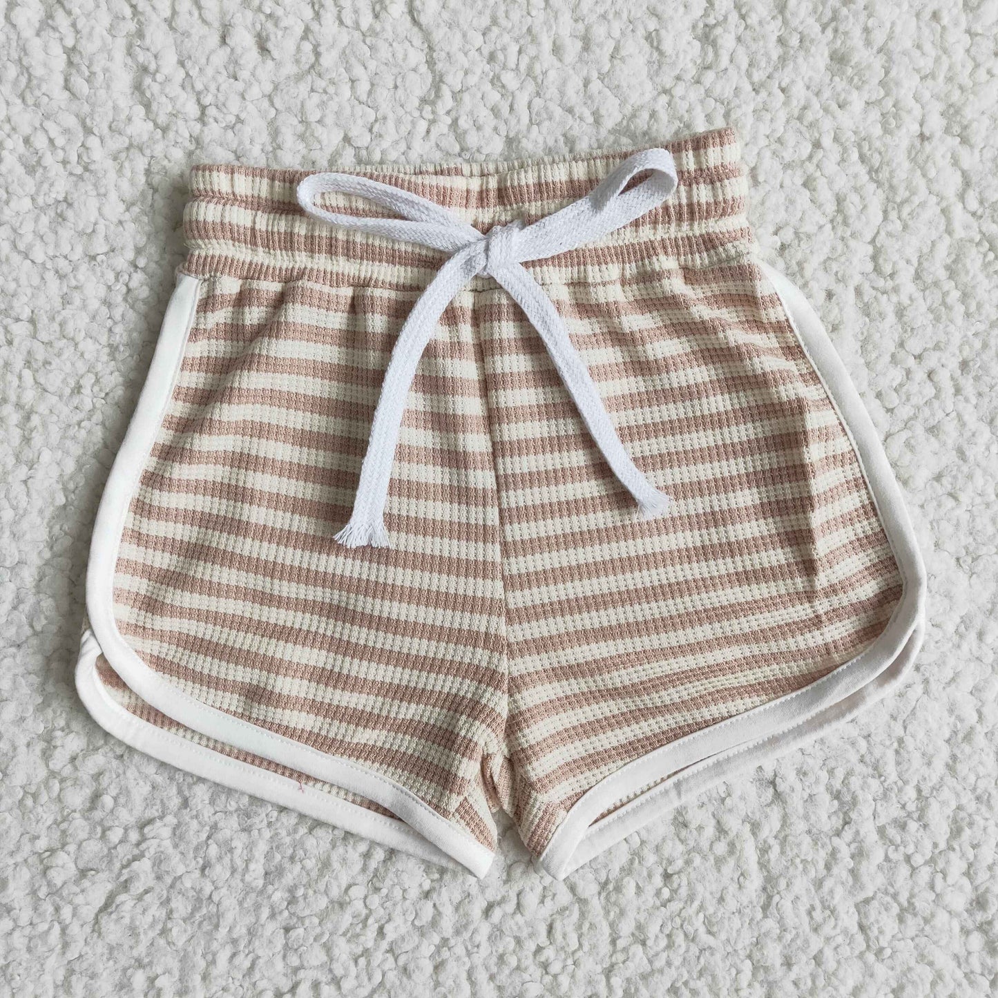 khaki stripe girls cotton sports shorts 0124