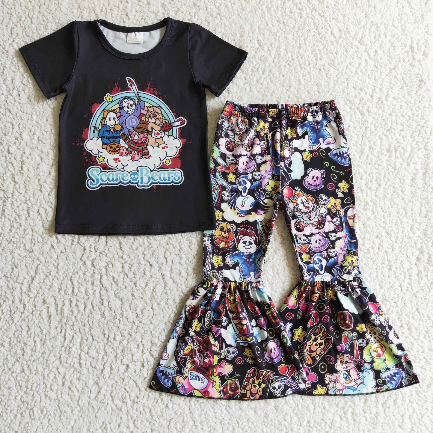 RTS halloween short sleeve skull baby fall boy pajamas outfit 0923