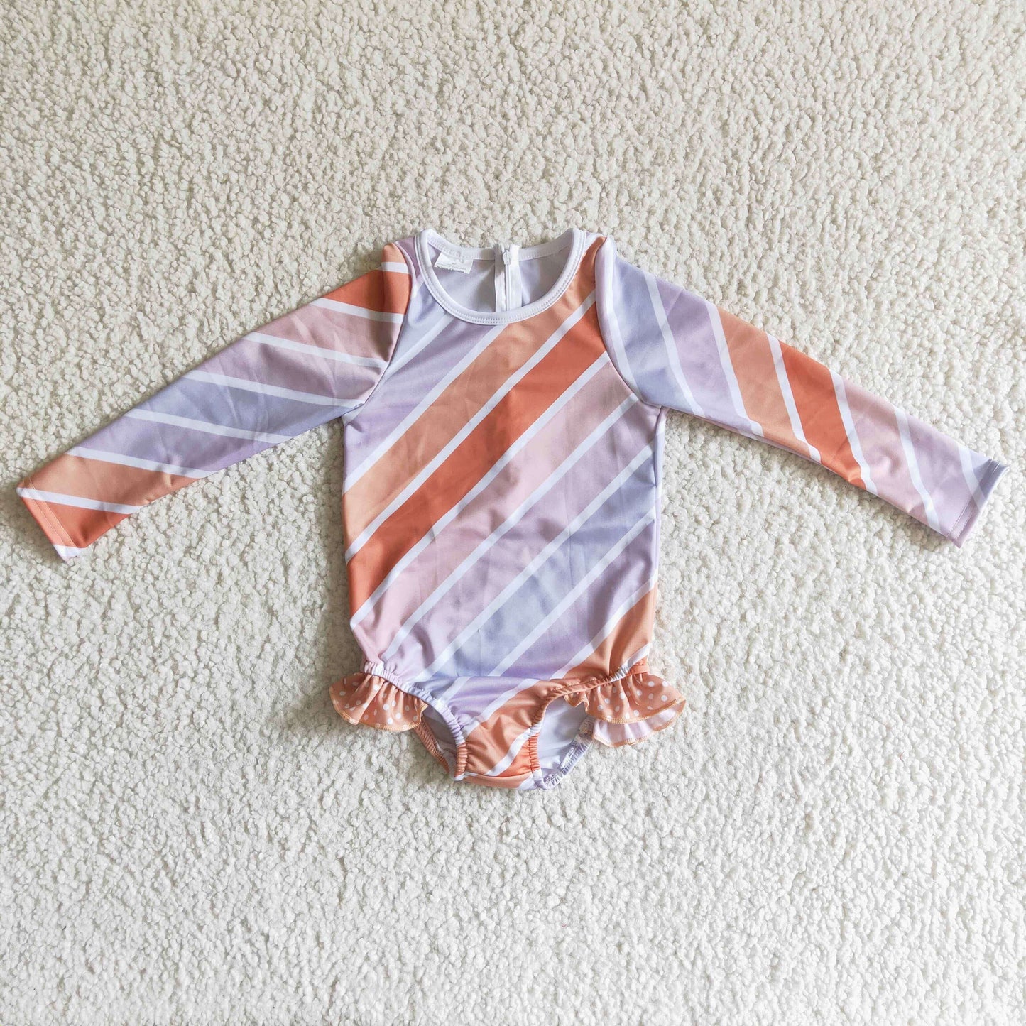 orange stripe girl swimwear 0325