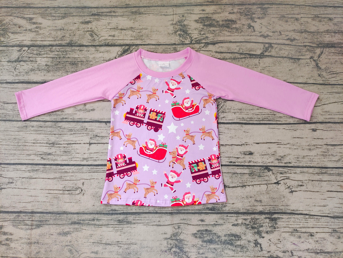 preorder christmas Santa car long sleeve purple boy top shirt 0912