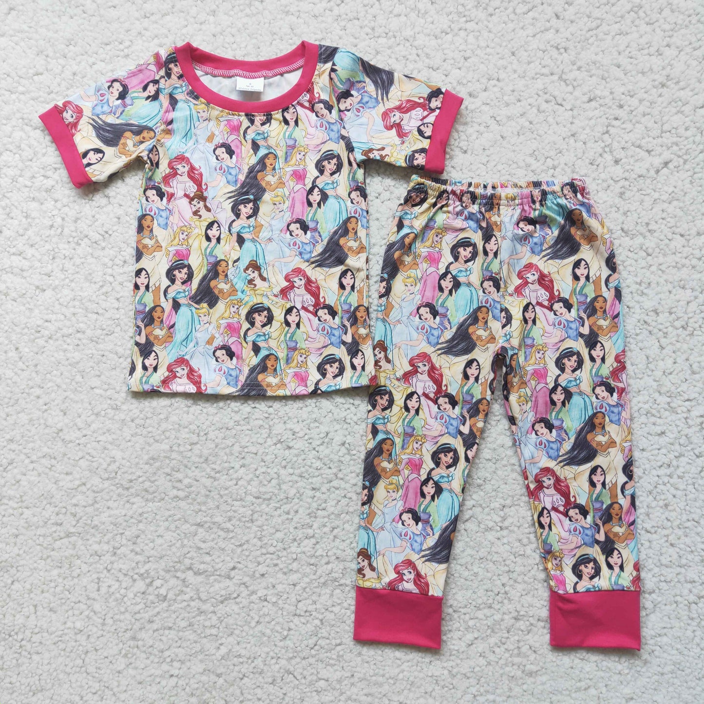 promotion D2-2 Girl princess cartoon print short sleeve pajamas outfits