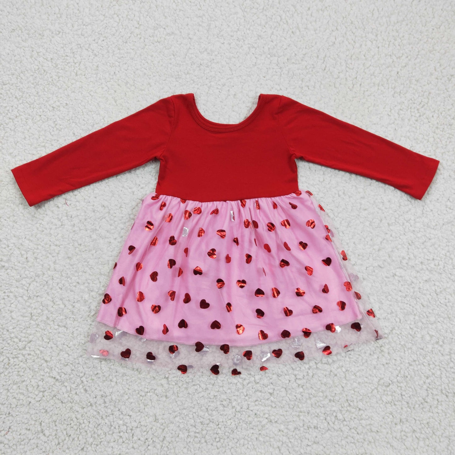 valentine long sleeve red love tulle gauze girl dress GLD0171 20230103 RTS