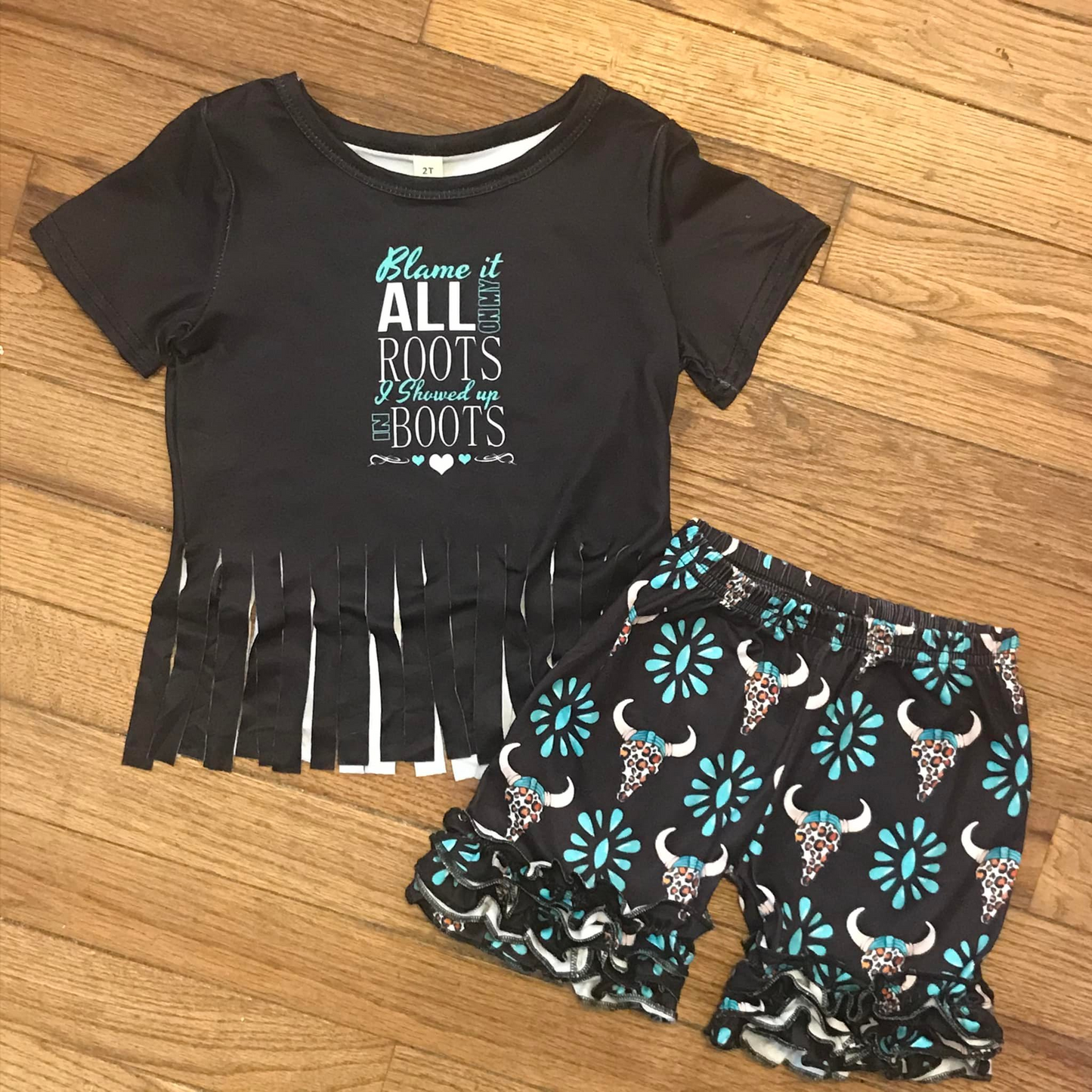 preorder all boots tassels black top cow shorts boy short sleeve shorts outfit 0319