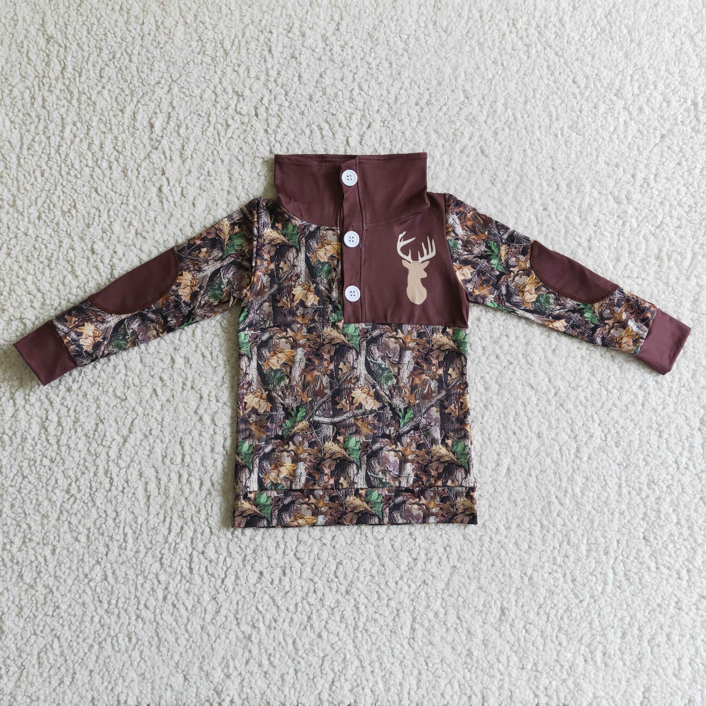 BT0078 RTS camo zipper BOY long sleeve coat deer top