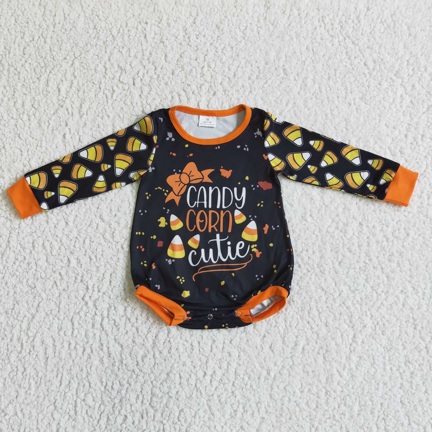 LR0103 RTS 0819 pink candy halloween long sleeve baby girl boy bubble romper