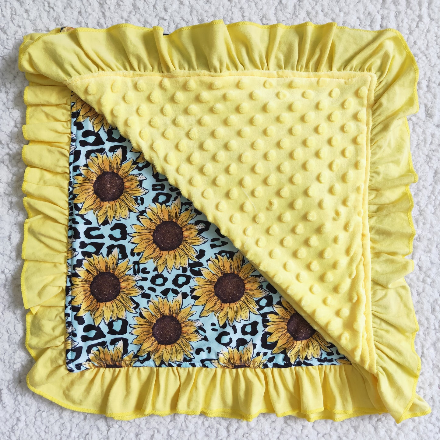 yellow sunflower ruffle flowers blanket 0608 RTS