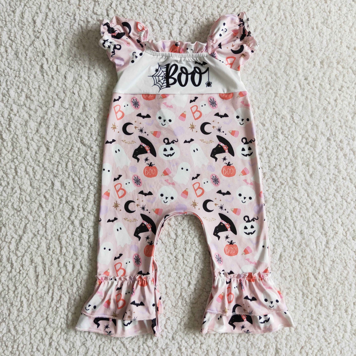 0812 preorder halloween headband boo ghost ruffles pink girl romper
