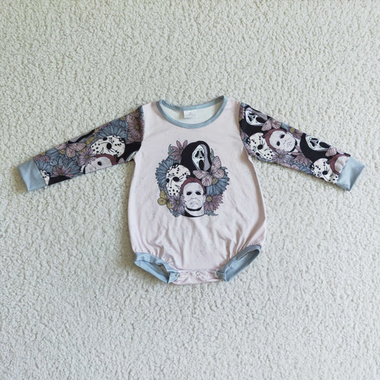 RTS grey skull goast lake halloween long sleeve baby boy bubble romper 0808 LR0082