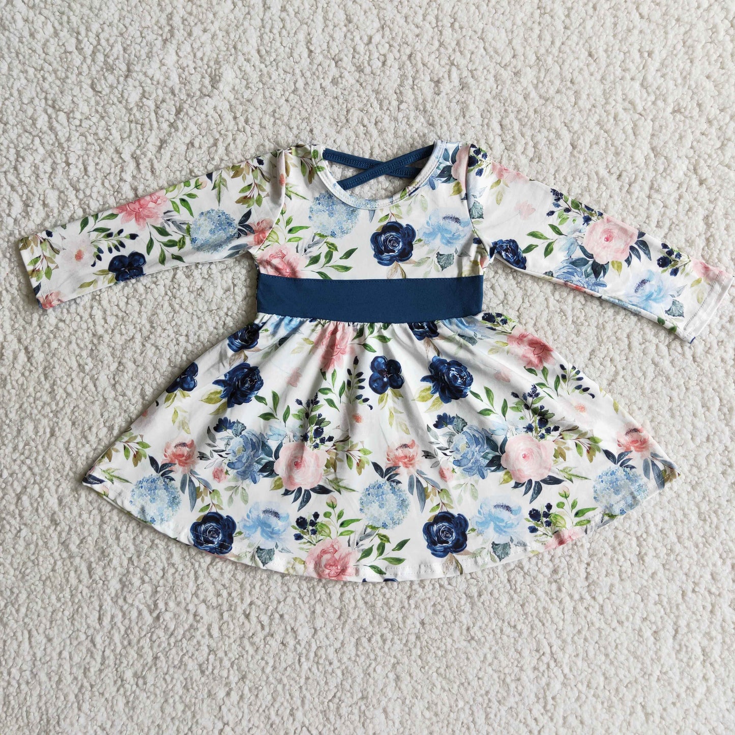 Promotion 6 A8-5 RTS Flower tunic crisscross long sleeve dress 0527