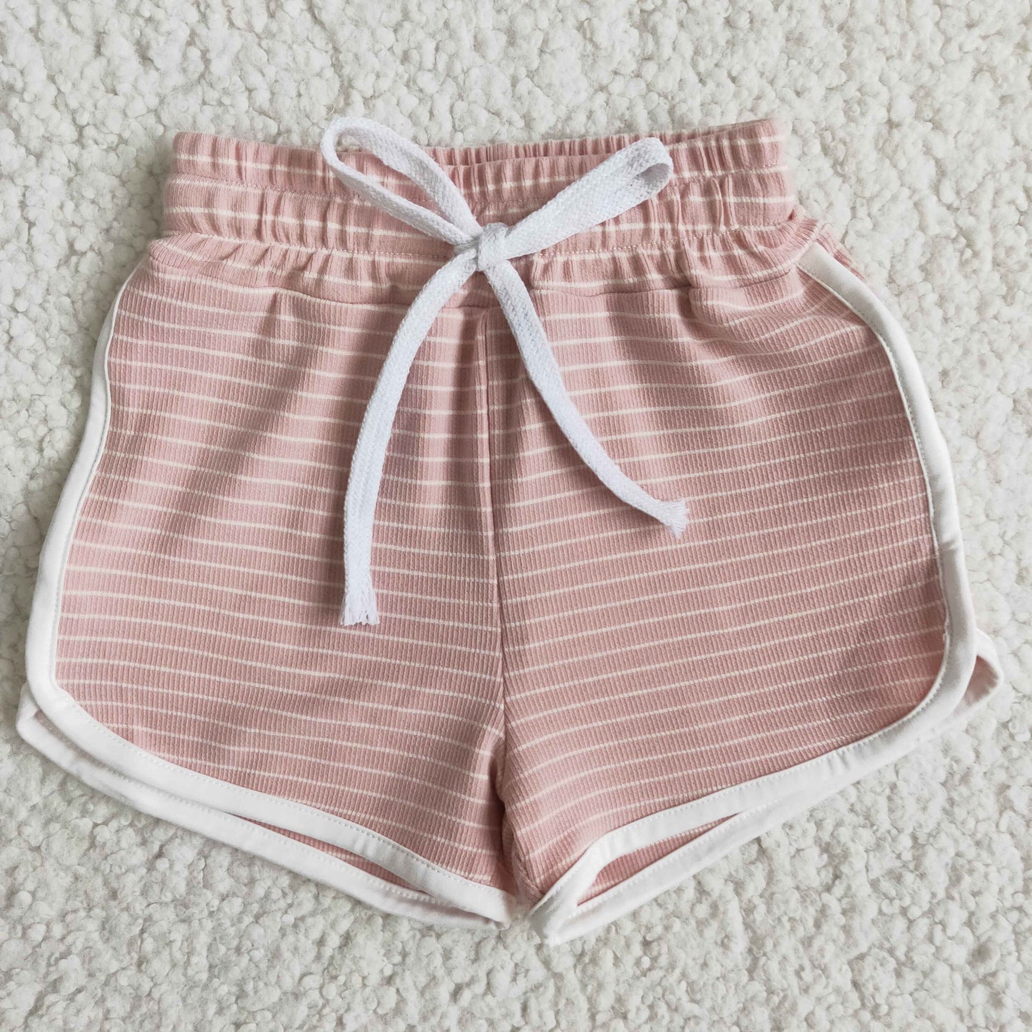 pink stripe girls cotton sports shorts 0124