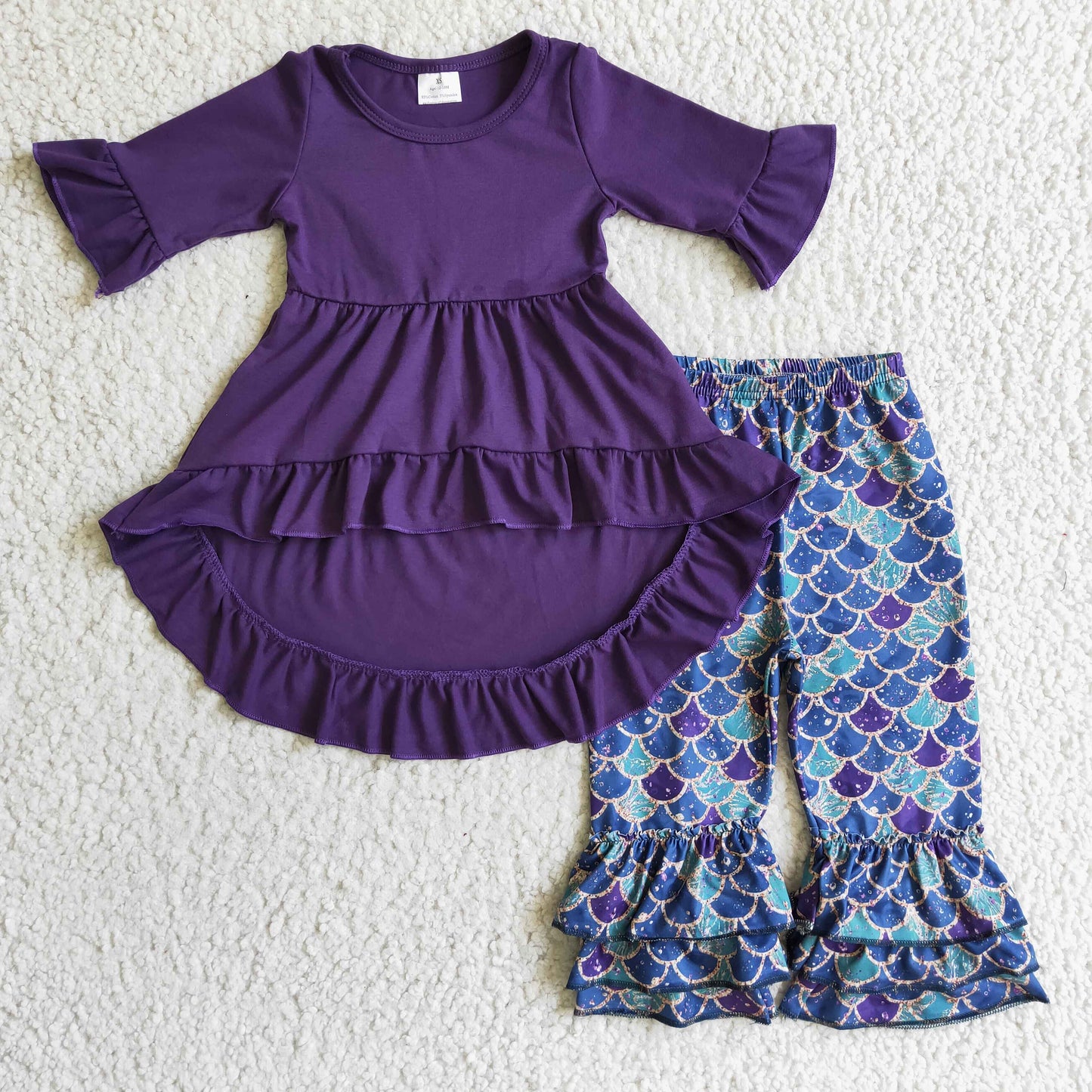 6 A15-12 violet purple ruffle long sleeve pants outfits 1117 RTS