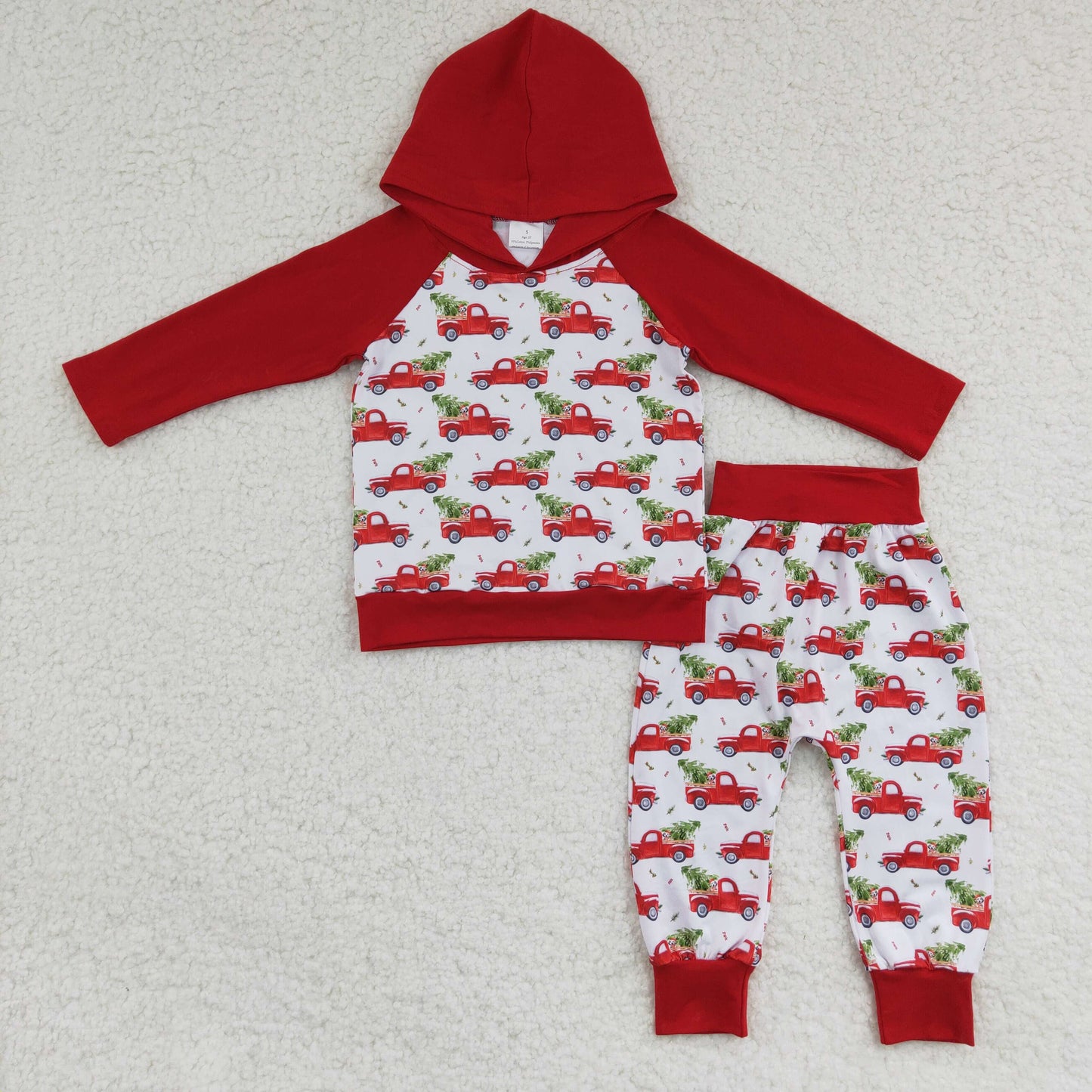 promotion A29-28 RTS Christmas tree red car print long sleeve hoodies girl boy outfit 2023 RTS 1113