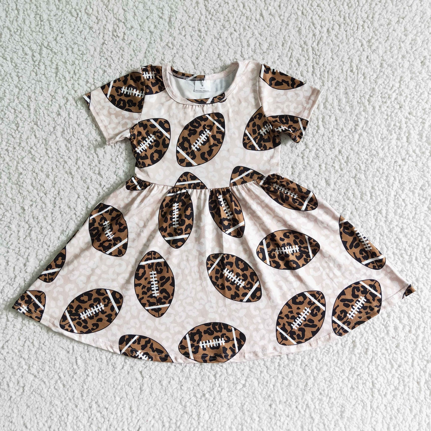 RTS pink leopard brown football girl dress real pic 0531