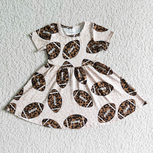 RTS  pink leopard brown football girl dress real pic 0531
