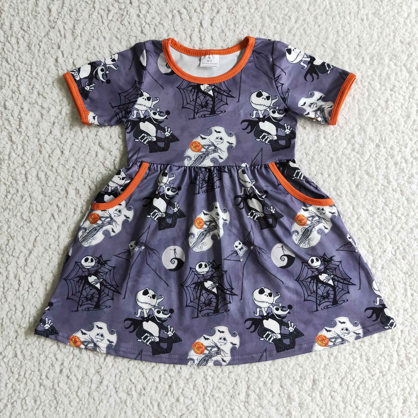 1008 RTS dress long sleeve halloween cartoon navy orange