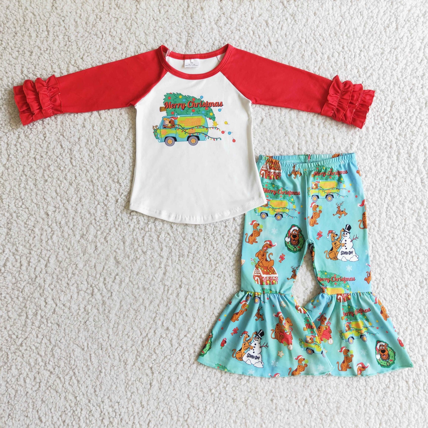 1024 RTS Merry christmas dog long sleeve girl outfit