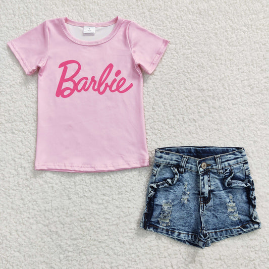 GSSO0256 barbie Blue shorts jeans denim girl summer outfit  20230308 RTS