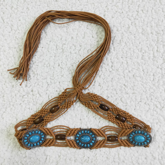 GB0001 0726 RTS waistband Gem brown tassel without jeans