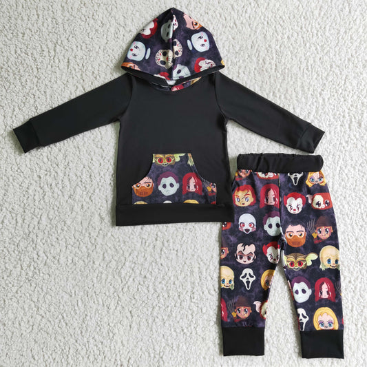 RTS 1010 black hoodie pocket halloween long sleeve jogging pants boy outfit
