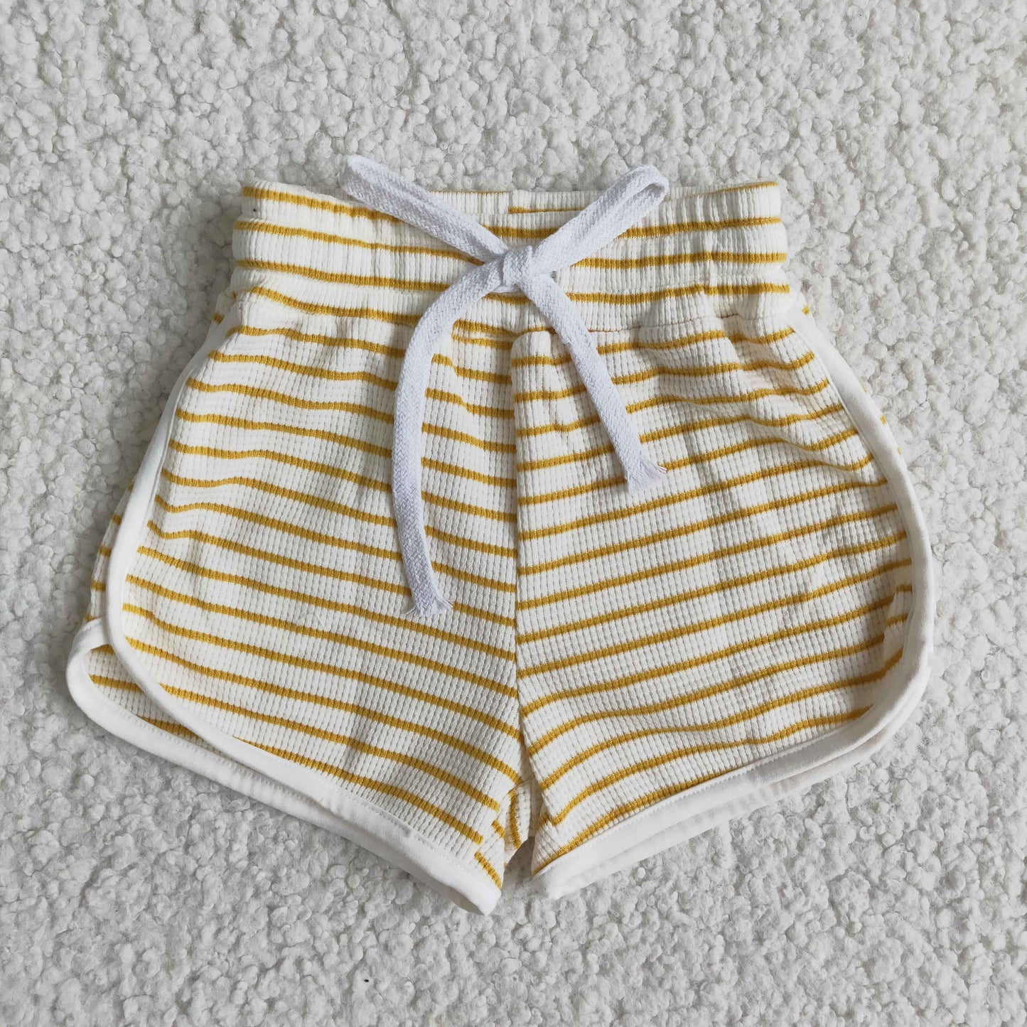yellow white stripe girls cotton sports shorts 0124