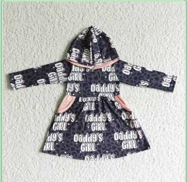 promotion GLD0002 RTS dady's girl hoodie pink pocket long sleeve girl dress clothes Daddy's