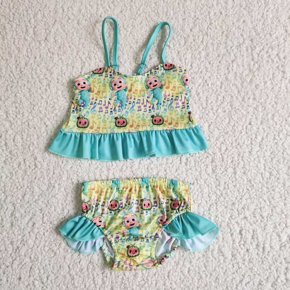 Shoulder strap yellow music watermelon girl swimwear 0224 Feb
