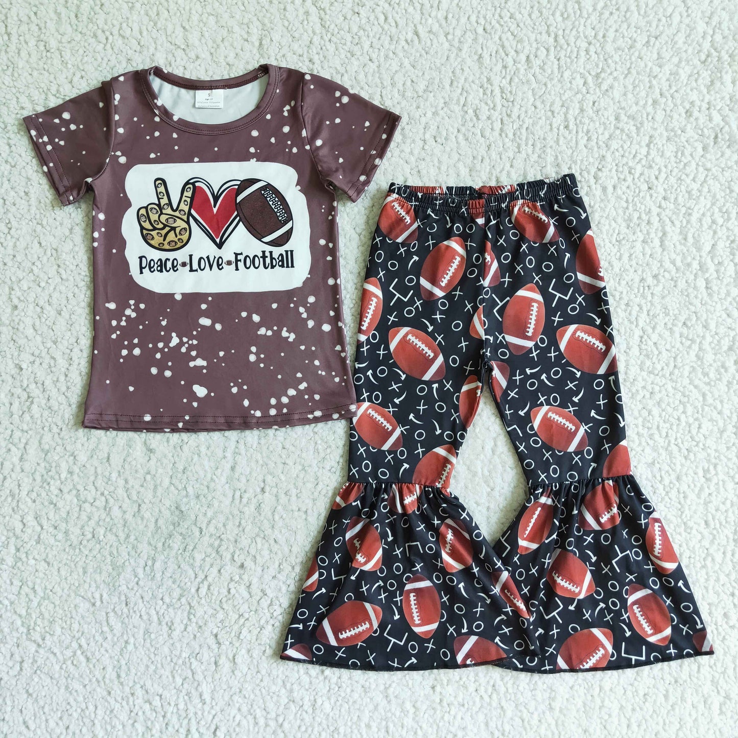 B5-16 Team Football BROWN Short Sleeve Long Pants GIRL Outfit RTS