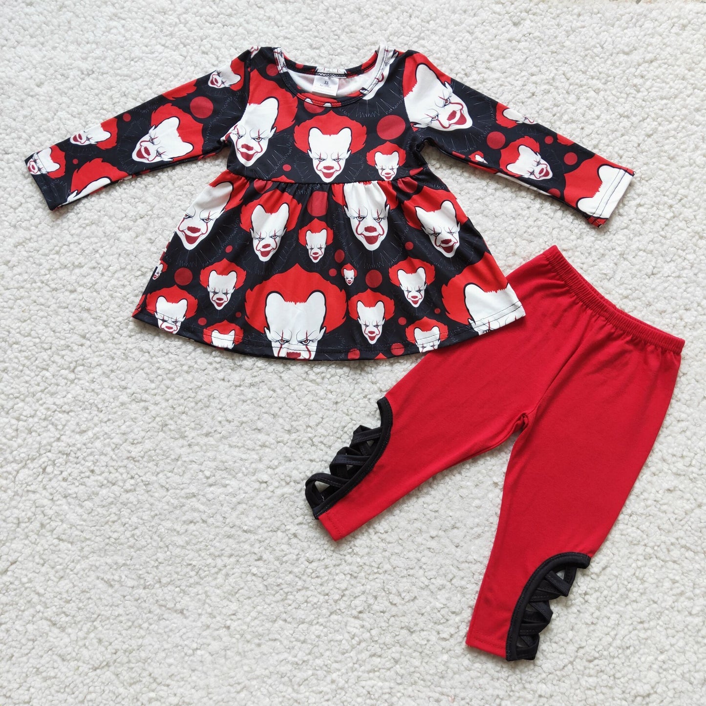 promotion RTS 6 C7-23 Halloween black red long sleeve legging pants outfit