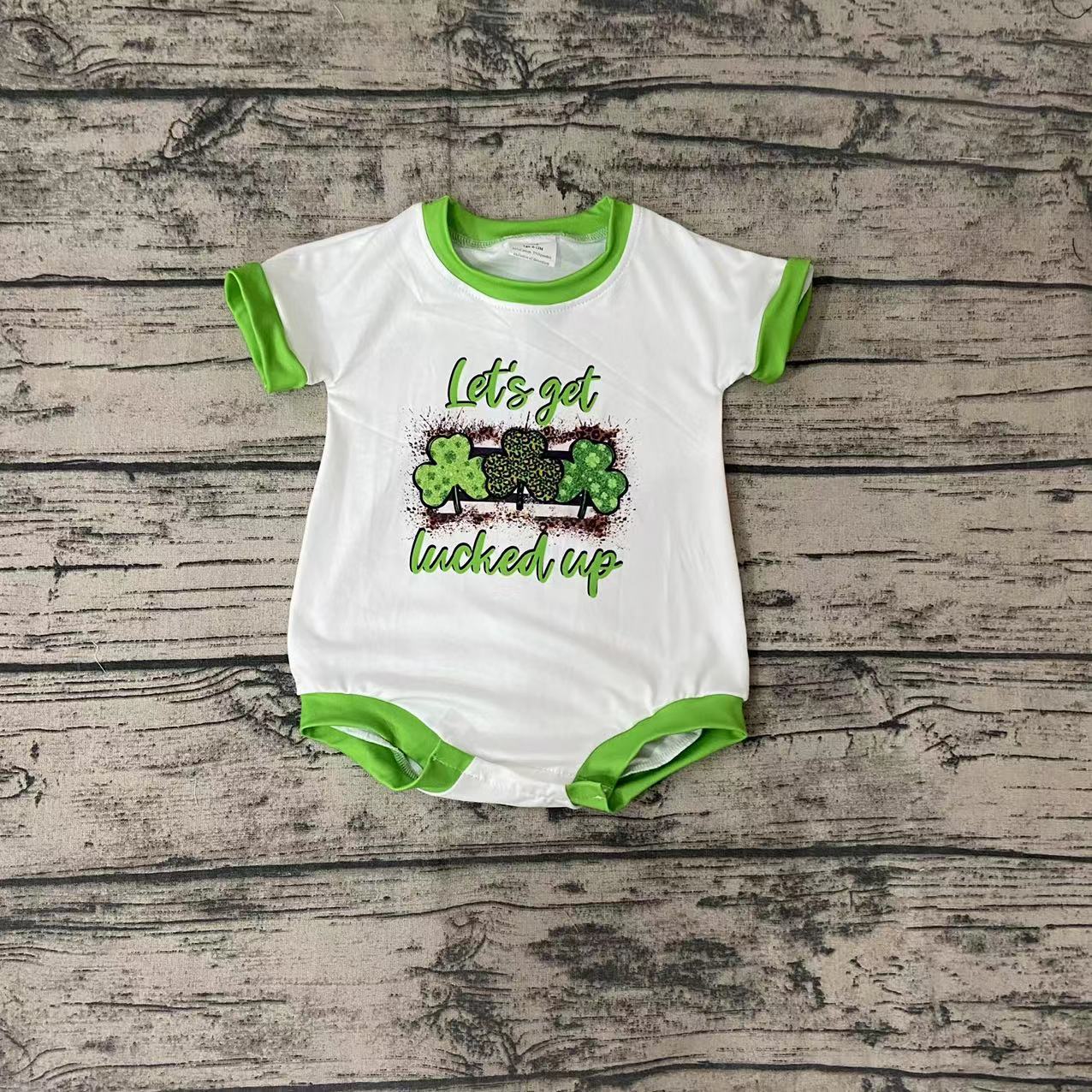 0206 short sleeve ST Patrick lucky boy bubble romper preorder SR0124