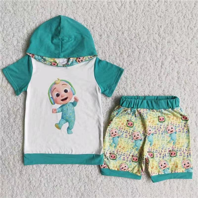 Promotion RTS A15-15 pockets blue music boy watermelon sleeveless hoodies boy shorts 0504