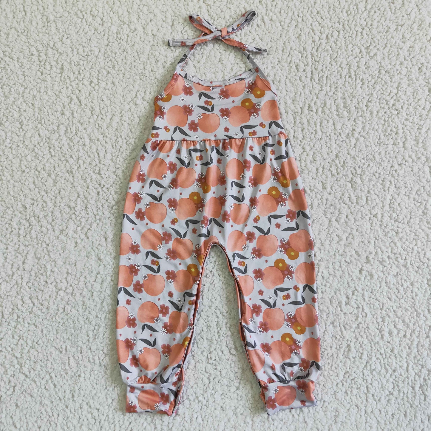 RTS orange Begonia fruit print girl sling overall 0525