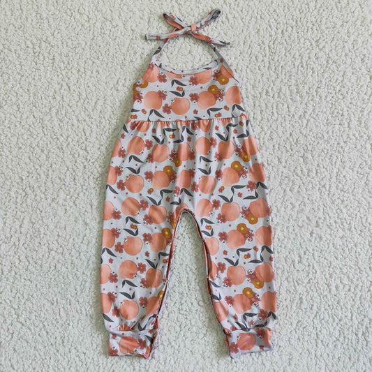 RTS orange Begonia fruit print girl sling overall 0525