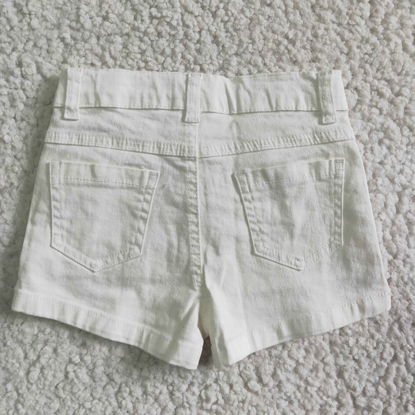 SS0012 RTS ruffle pockets girl button whtie color ripped denim shorts 0528