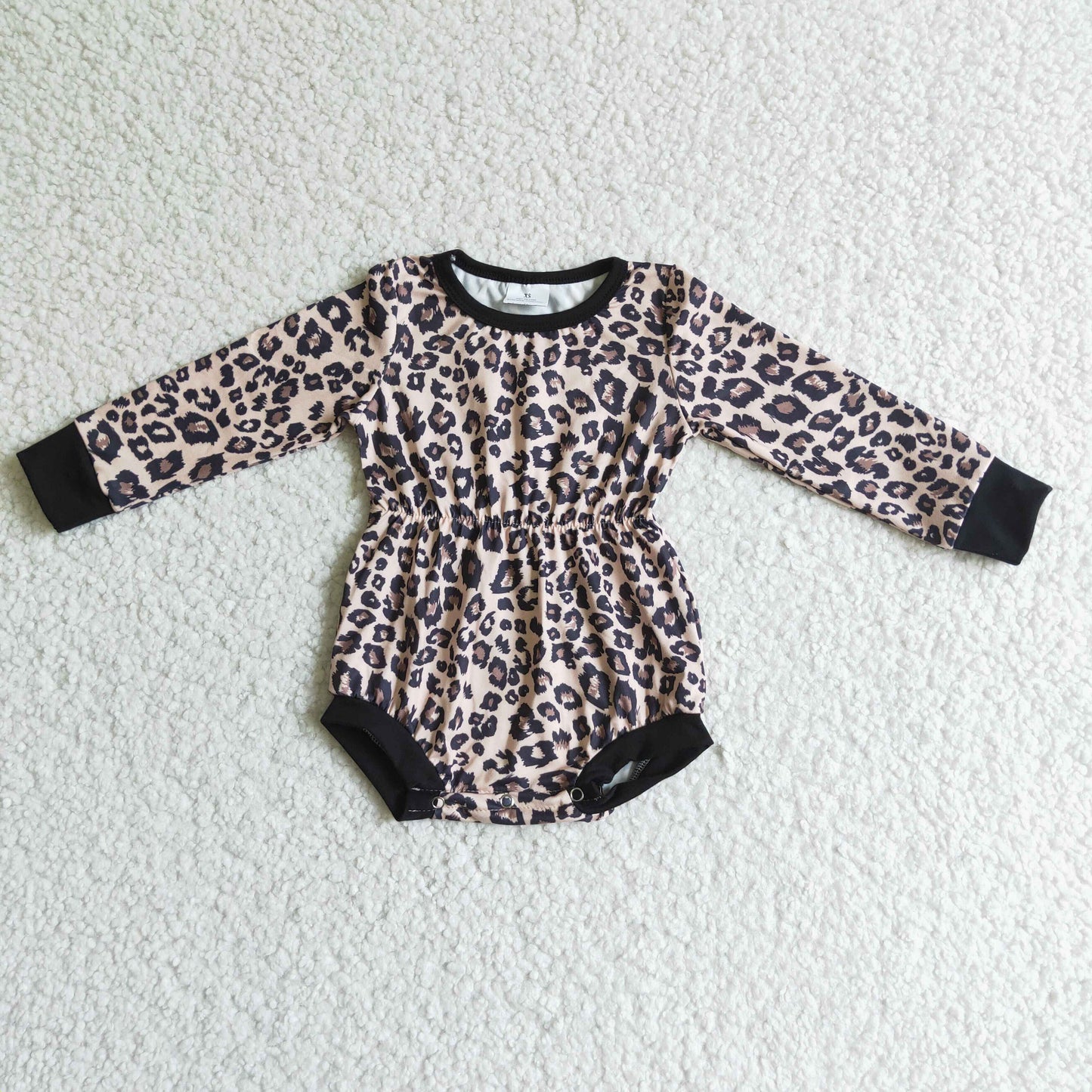 LR0108 promotion price leopard long sleeve girl bubble romper 0818 RTS