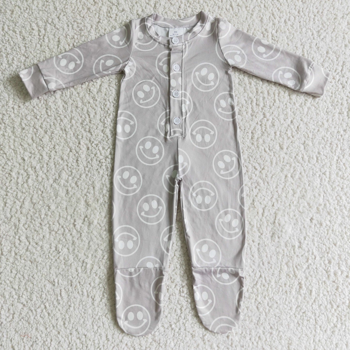 promotion price LR0114 RTS smile long sleeve baby boy girl romper