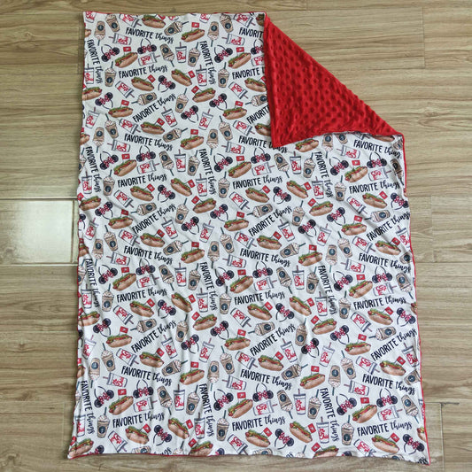 RTS chick drinks hotdog mouse print baby blanket 0608
