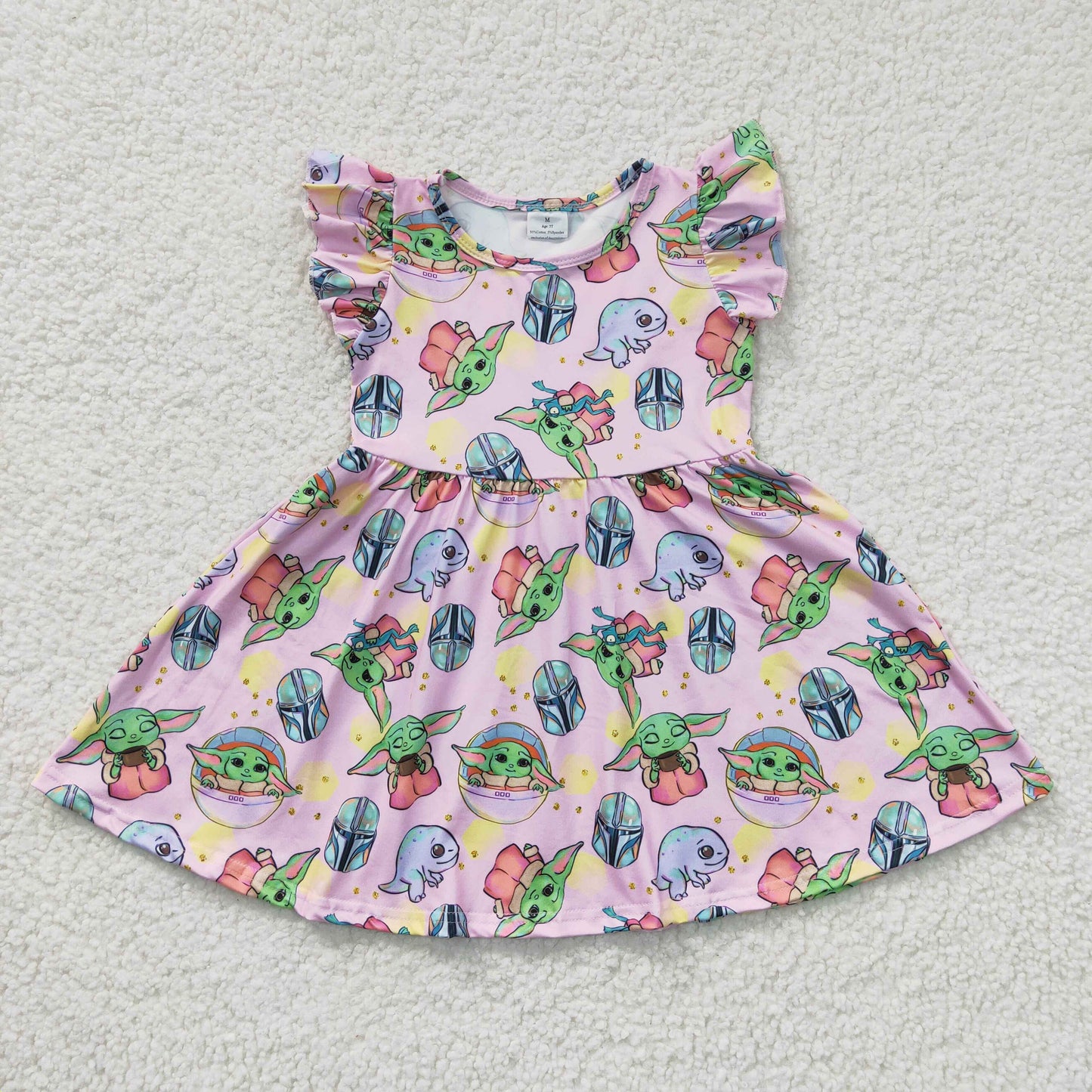 B14-10 pink colorful cartoon puffy sleeveless dress 20230223 RTS