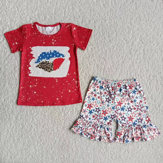 promotion RTS GSSO0251  改 B18-15 4th July USA star lips shorts girl outfit 20230308 RTS