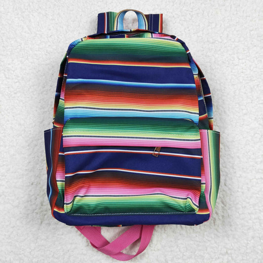 BA0039 10*13.9*4 inches western green blue pink colorful stripe backpack bag 20230306 RTS