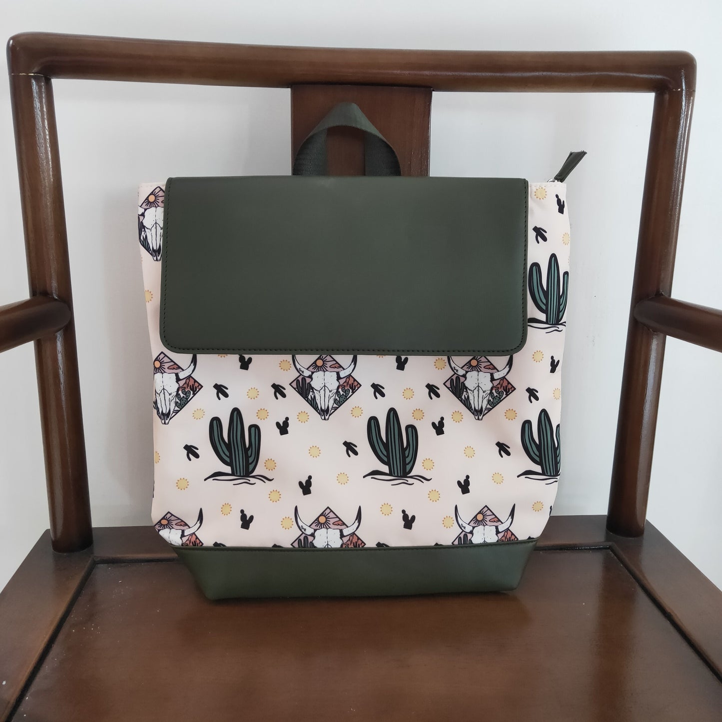 BA0050 western cow floral cactus pink backpack bag 20230308 RTS inches