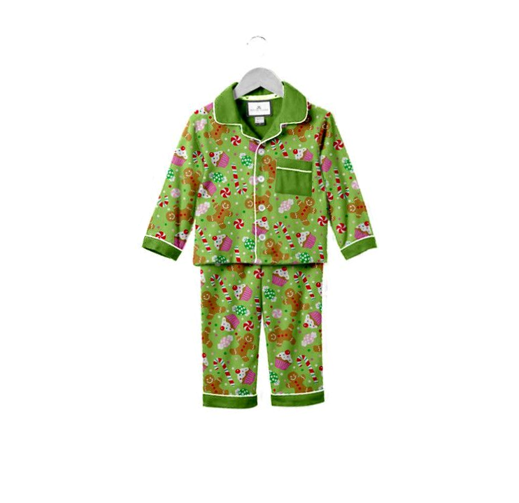 preorder BLP0050 merry Christmas green ginger chookie candy long sleeve boy pajamas outfit 0714