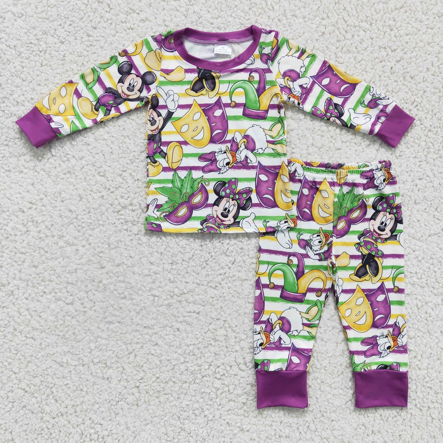 BLP0139 RTS Mark mouse Mardi Gras long sleeve boy pajamas outfit 1118