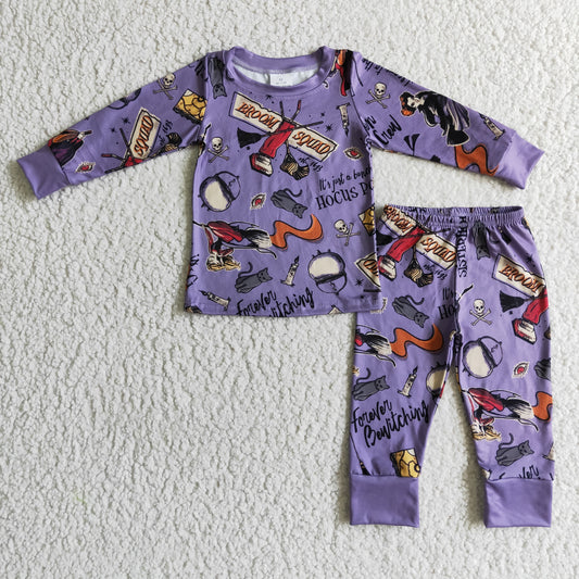 RTS halloween long sleeve pants purple pajamas boy outfit 0917